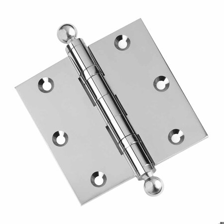 Embassy 3-1/2 x 3-1/2 Solid Brass Hinge, Polished Chrome Finish with Ball Tips 3535BBUS26B-1